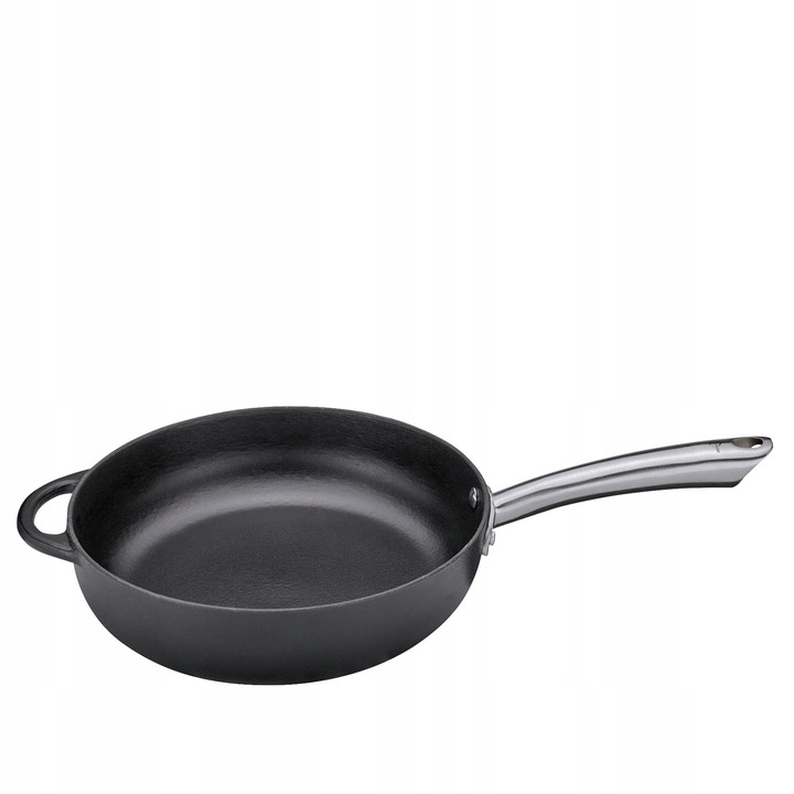 Tigaie din fonta Kuchenprofi, 28x7cm, neagra, rezistenta la rugina, utilizare pe toate tipurile de plite