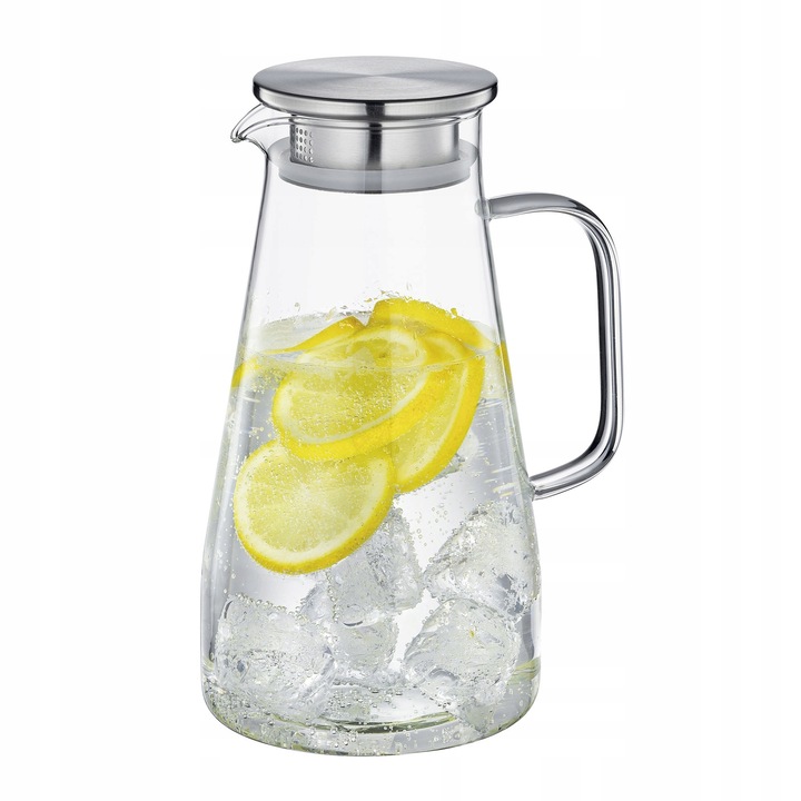 Cilio teáskanna, 1,6 L, boroszilikát üveg/rozsdamentes acél, 12,5x22,5 cm, jég- és gyümölcsszűrővel
