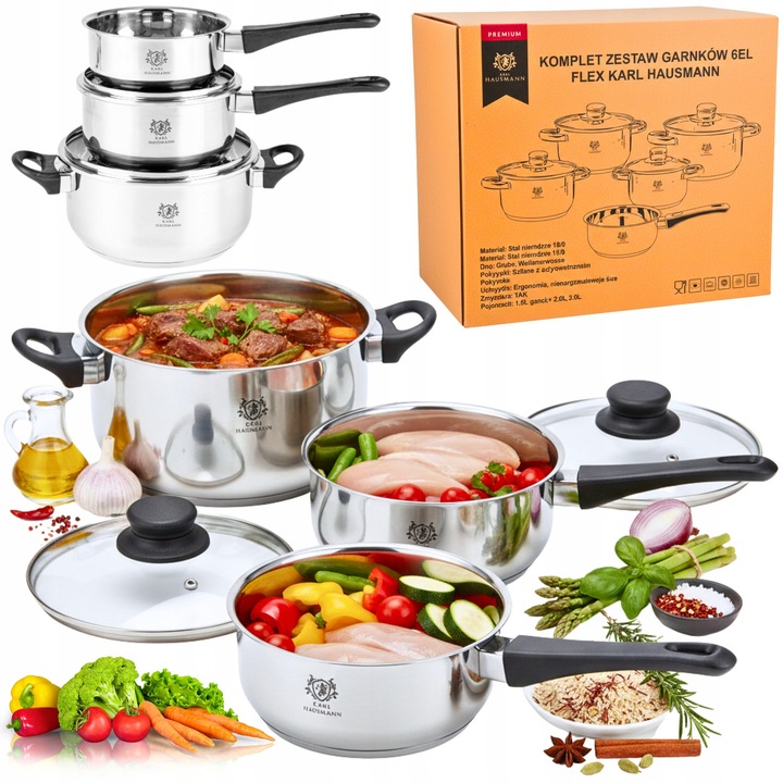 Set 5 piese oale din inox Karl Hausmann, argintiu, diverse dimensiuni