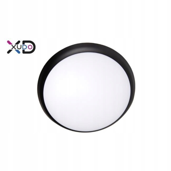 Plafon LED XUDO 18W, negru, 4000K, cu senzor de miscare, IP65, 25x4.8cm
