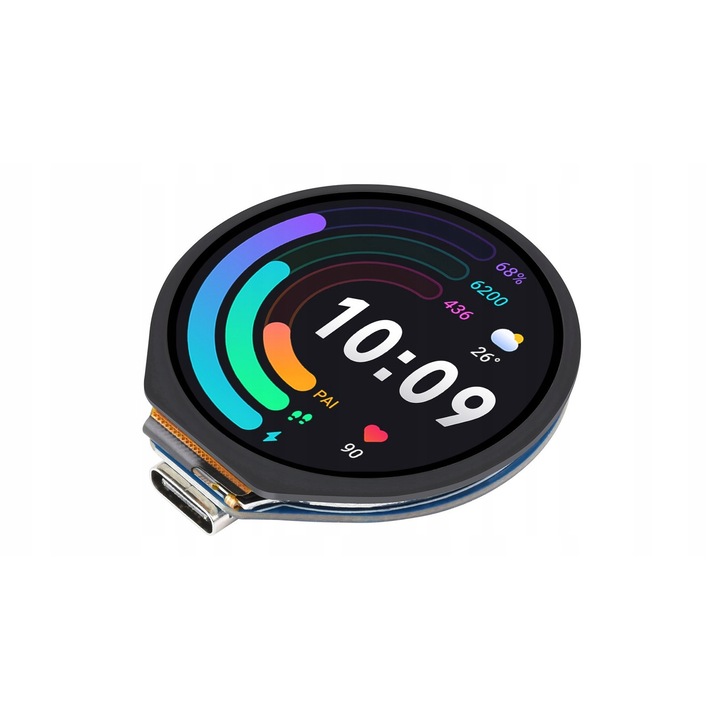 Модул RP2040-Touch-LCD-1.28, WaveShare, LCD IPS 1,28", 240x240px, пълен комплект