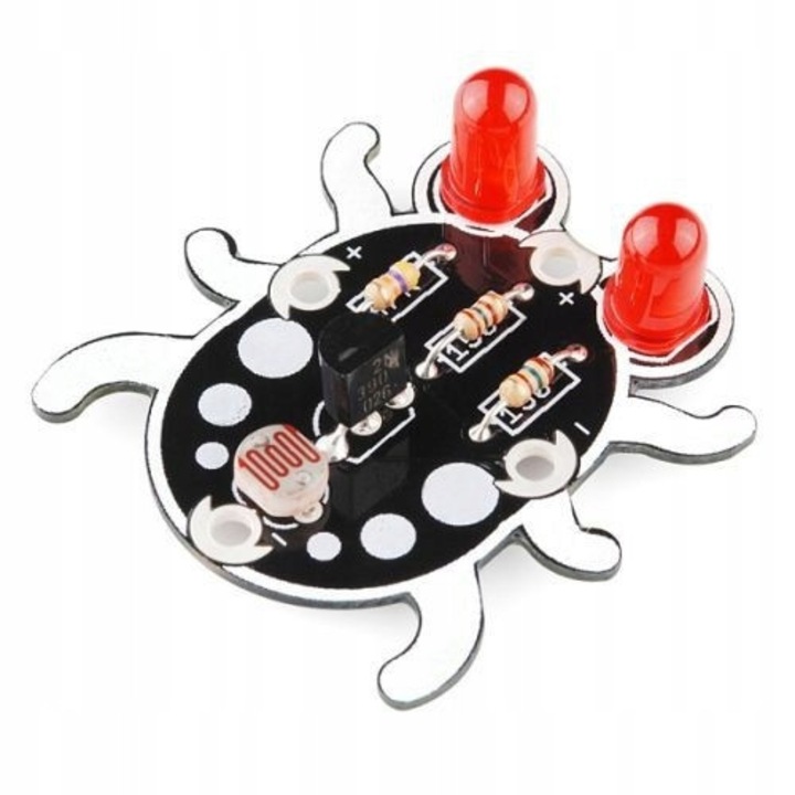 Kit pentru sudare, 2 LED-uri, fotorezistor, dimensiune PCB.
