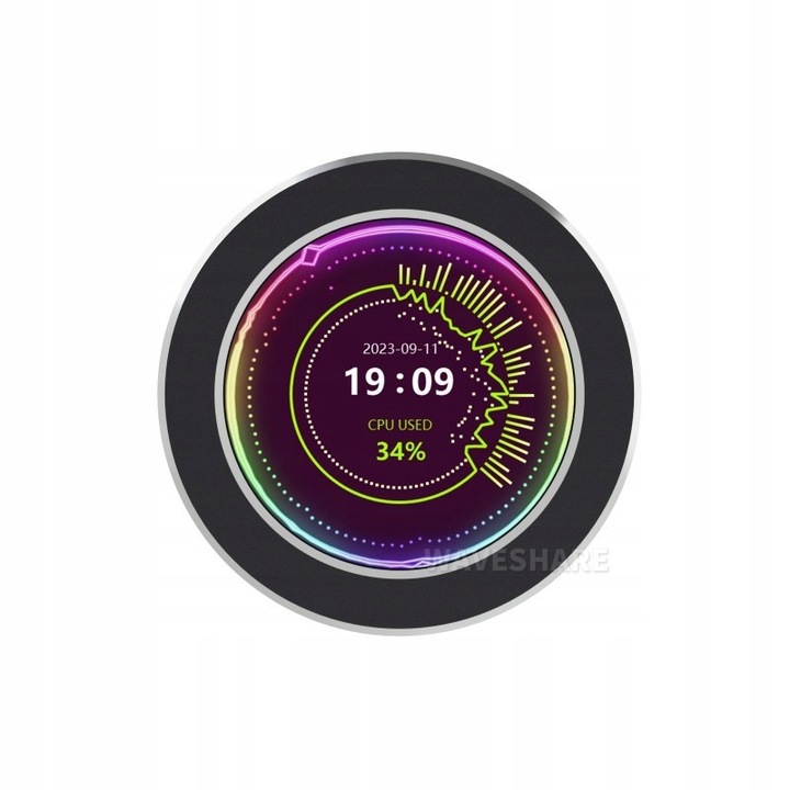 Монитор 2.1inch USB WaveShare, черен, с магнитна стойка, microSD карта 4GB, размери 73x9,7mm, пълен комплект