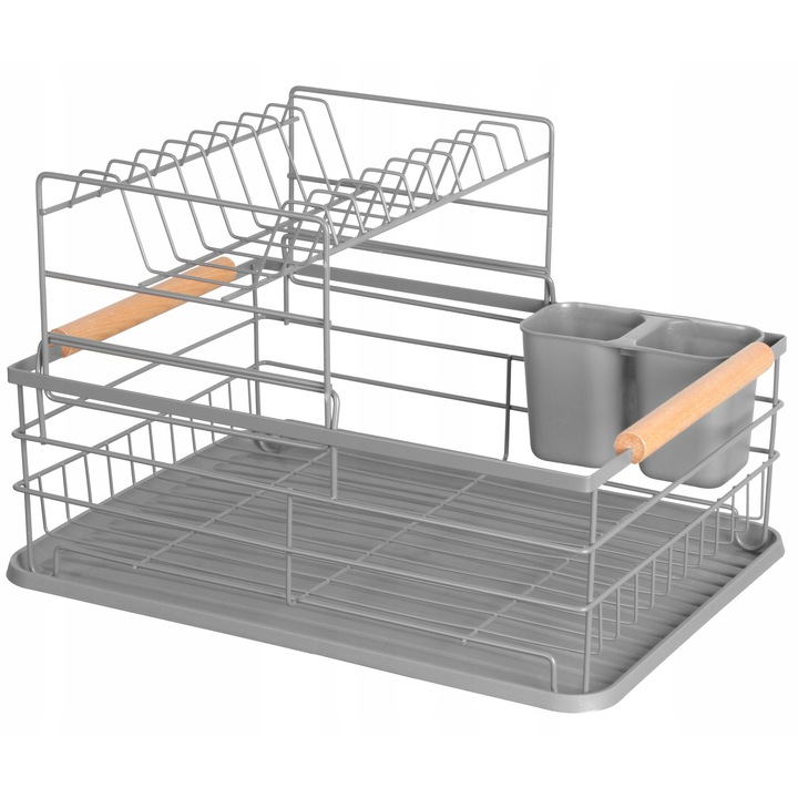 Scurgator vase Brunbeste, model cu doua niveluri, ocazie pentru farfurii si tacamuri, metalic, negru, 41x30x27,5cm