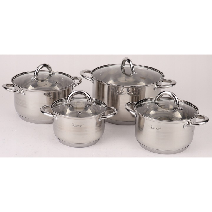 Set oale din inox Rossner, 8 elemente, 16x10,5cm, 18x11,5cm, 20x12,5cm, 24x14,5cm, multicolor