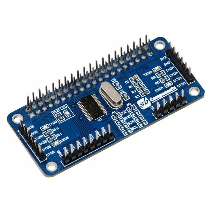 Разширител на пинове за Raspberry Pi, 2 UART интерфейса, 8 GPIO, 65x30mm