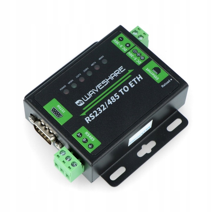 Модул конектор RS232/RS485 към Ethernet, WaveShare, 10/100 Mb/s, 5V, комплект със захранващ адаптер и кабели