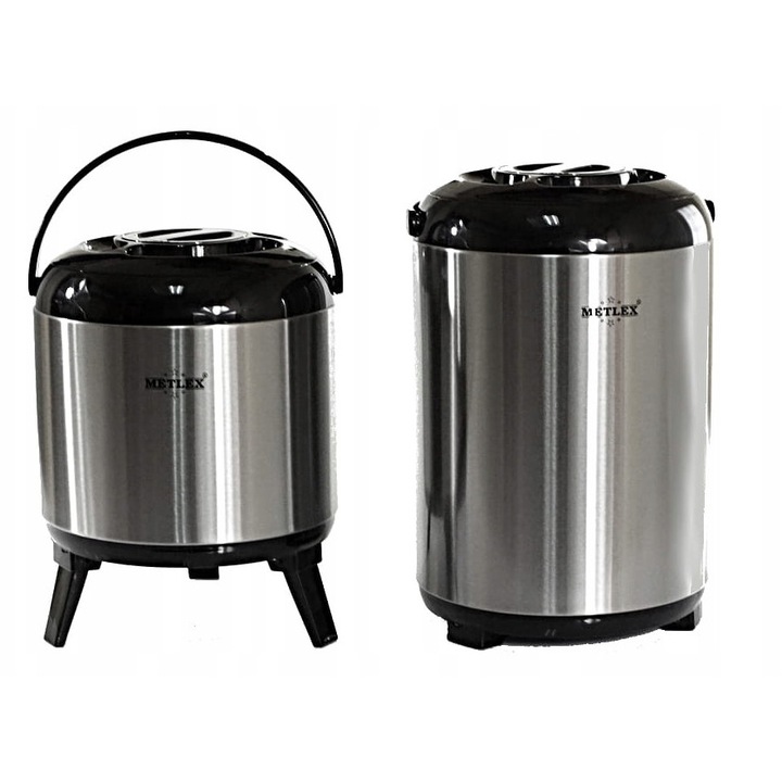 Termos catering Metlex 13L, inox, cu robinet, 42x26cm
