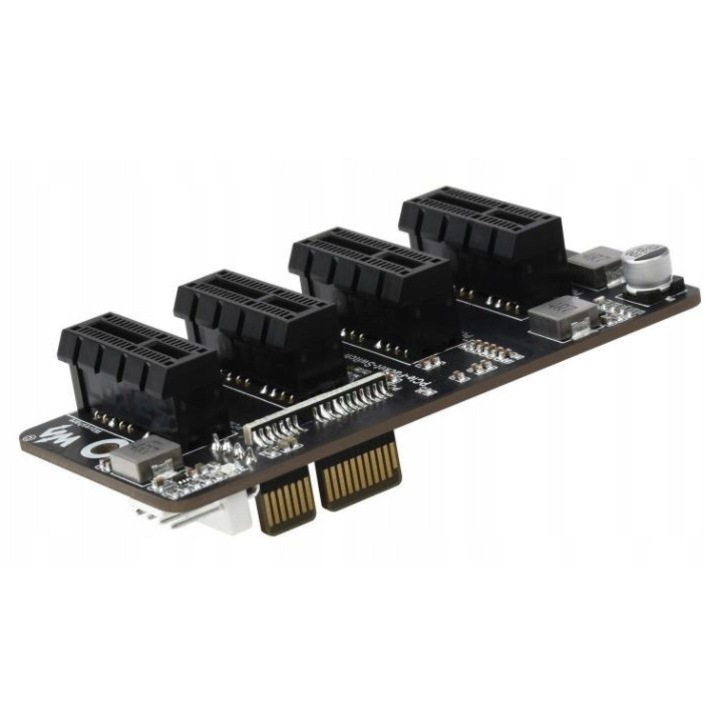 PCIe разширител WaveShare PCIe-Packet-Switch-4P, 4 канала, 12V, 82x39mm, комплект с винтове