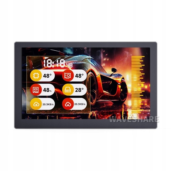Монитор LCD 7 инча WaveShare, 1024x600, черен