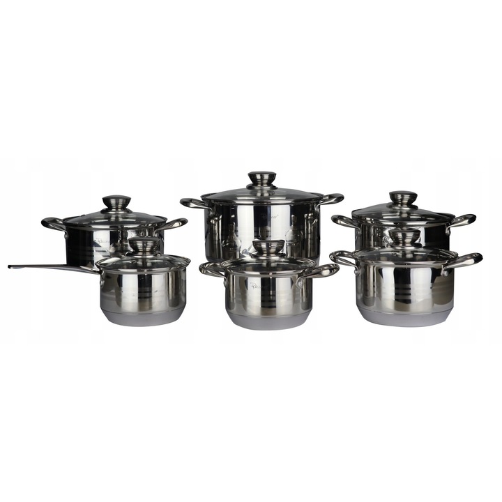 Set oale din inox, Rossner Austria, 12 elemente, 9 straturi, capac, gaz/inductie