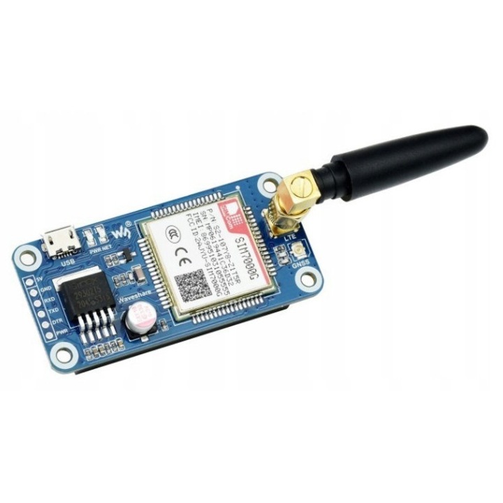 Комуникационен модул SIM7000G NB-IoT HAT, WaveShare, GSM/GPRS, GNSS, 30,2x65mm