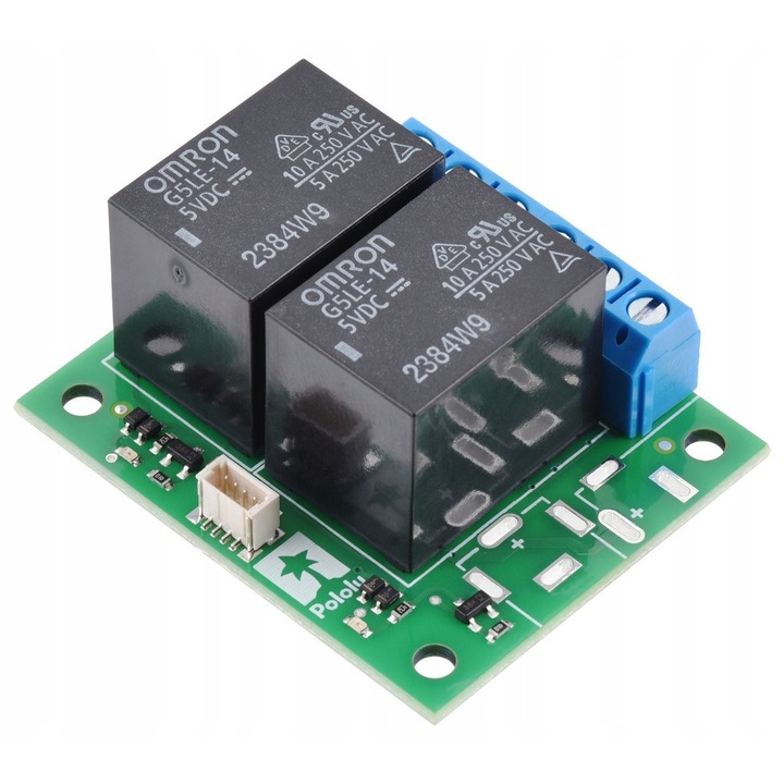 Modul cu 2 relee SPDT, Omron G5LE-14-DC5, 5VDC, 10A, 46x38x23mm