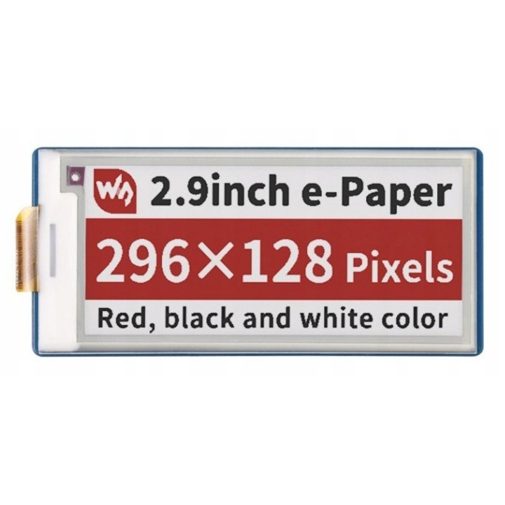 Модул e-Paper 2,9" WaveShare, 3 цвята, 296x128px, комплект с 4 дистанционера