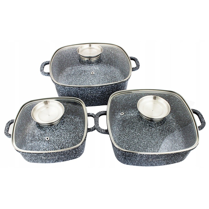 Set oale Elitehoff 8 piese ceramica-granit, 2,8L, 4,4L, 6,5L, inductie, gaz