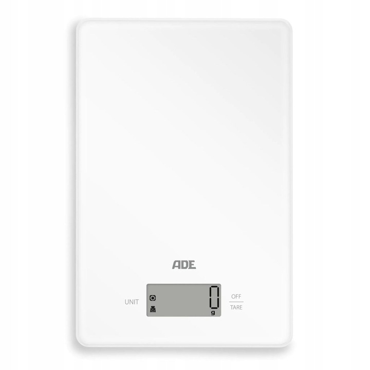 Cantar de bucatarie ADE, 5 kg, 15x23cm, alb, sticla