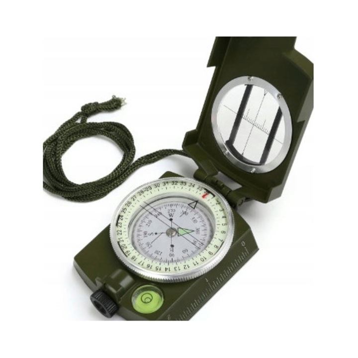 Busola militara metalica, rezistenta la apa, cu snur