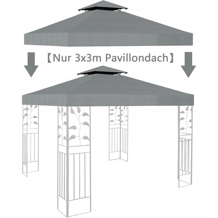 Pavilion gradina 3x3m, dublu, gri