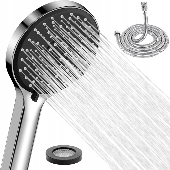 Coloana de dus cu set, 5 moduri, inalta presiune, argintie si neagra, 1,5m
