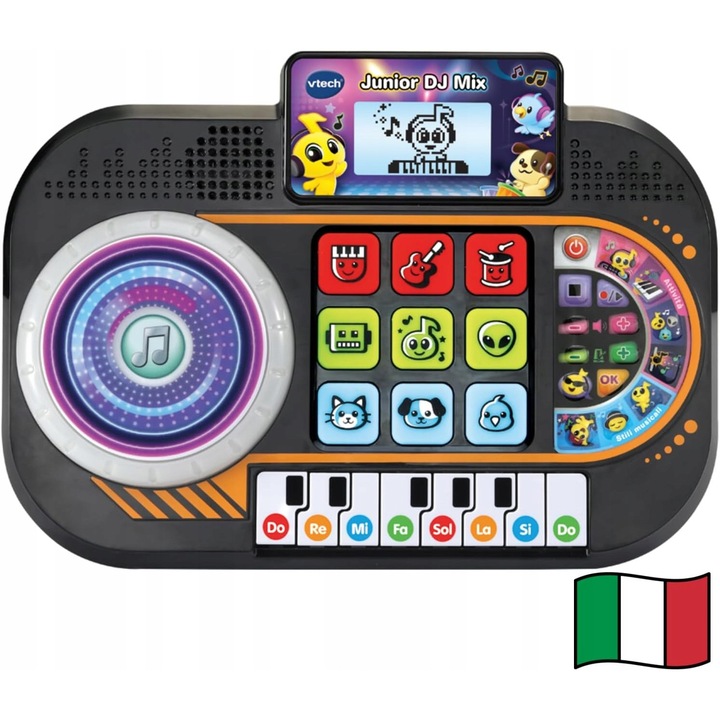 DJ konzol gyerekeknek, zenei keverő felvétel funkcióval, 8 billentyű, 9 dal, 3-7 év, műanyag