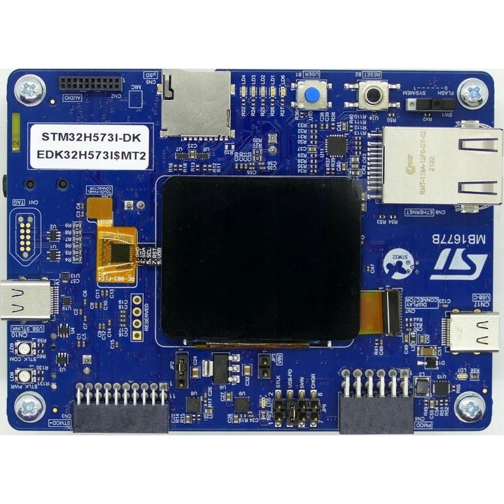 Set de dezvoltare STM32H573I-DK, STMicroelectronics, microcontroler Arm Cortex-M33, ecran LCD color 1,54", 2MB Flash