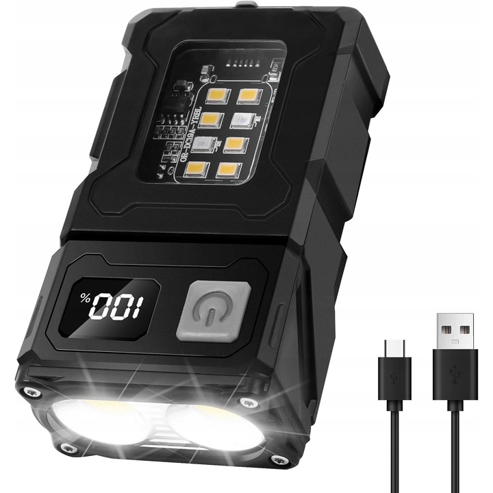 Lanterna LED Mini EDC USB-C, cu magnet si clip, multicolor