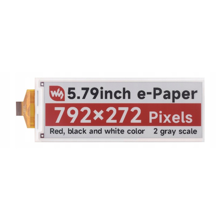 Дисплей E-Paper 5,79 инча, WaveShare, 792x272, червено/черно/бяло, комплект 1 бр.