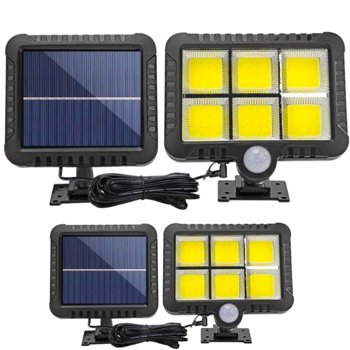 120 LED COB napelemes fali lámpa érzékelővel és távirányítóval, fekete, 20W, 3x120cm