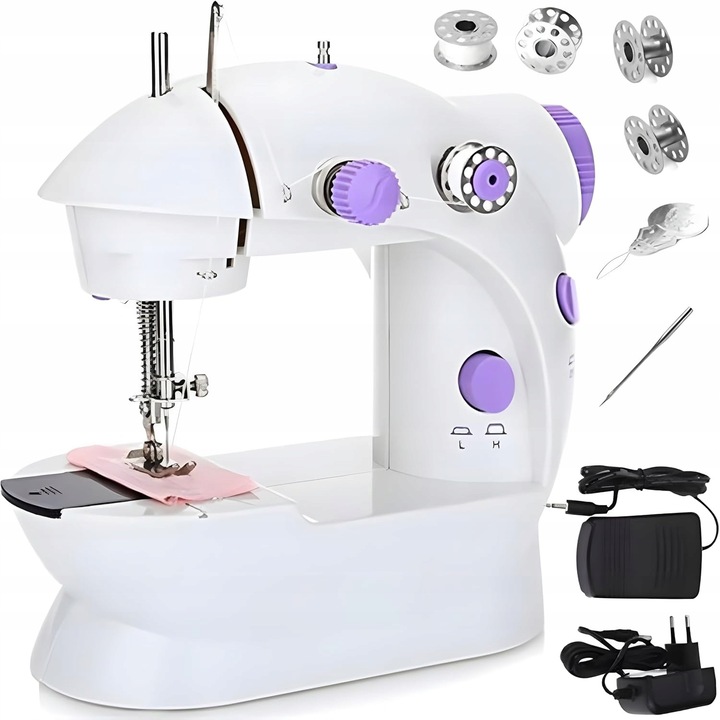 Masina de cusut electrica mini, 2 viteze, cu pedala