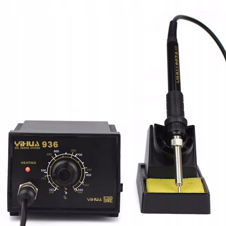 Станция за запояване Yihua 936, 60W, ESD-SAFE, 200-480°C, 120x93x170mm, пълен комплект с поялник 907A