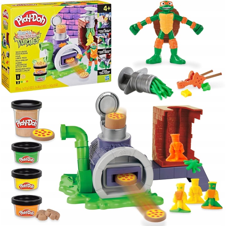 Plastilina Pizza készlet, Play-Doh, Michelangelo figura, 4+