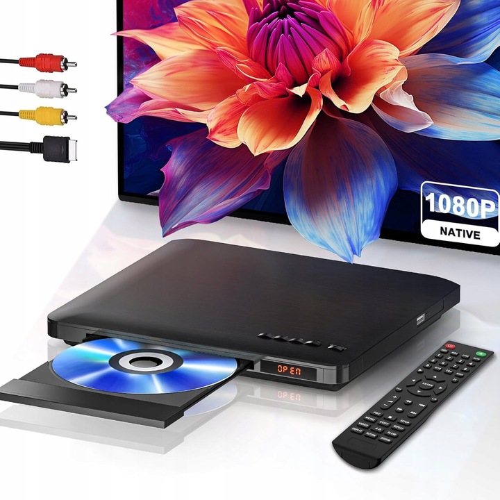 Odtwarzacz DVD Full HD 1080P, multi-region, HDMI, RCA