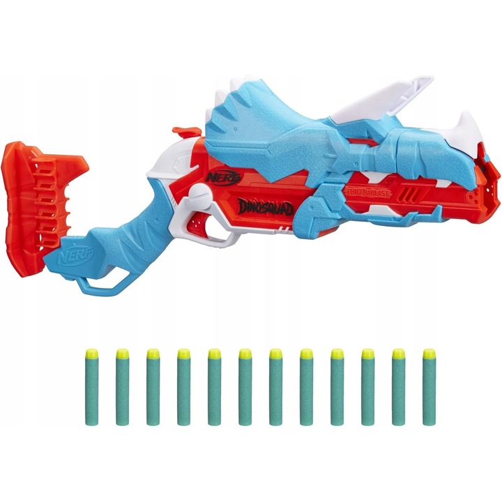 Lansator dinozaur, 12 sageti, mecanism hammer action, multicolor, 54,6x6,4x24,1cm