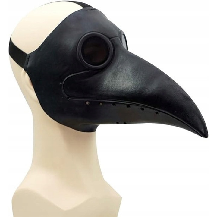 Masca pe fata Doctorului Plagi, steampunk, neagra, dimensiune universala