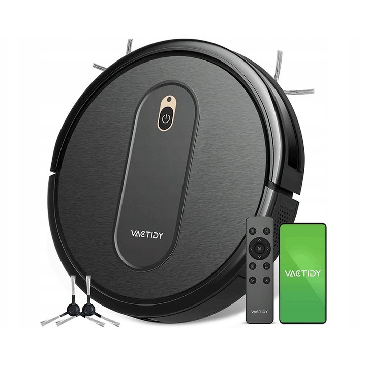 Робот прахосмукачка Vactidy T6, 2800 Pa, 120 мин, гласов контрол, автоматично зареждане, черен