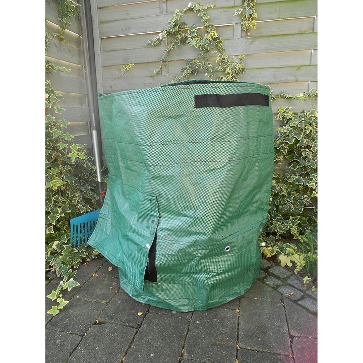 Sac de compost 265L, verde, dimensiuni 39,8x24,8x5,8cm, material polietilen, design cilindric