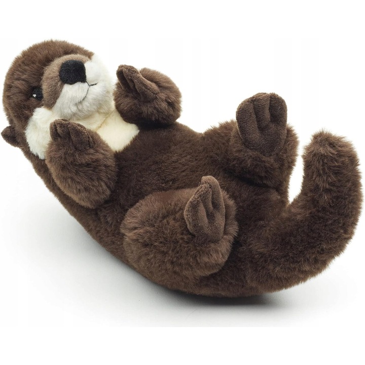 Wydra de plus ecologica 26 cm, culoare bruna, detalii brodate, pentru joaca si decorare