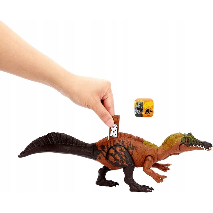 Dinoszaurusz figura, dinamikus támadás, 12,5x28cm, többszínű