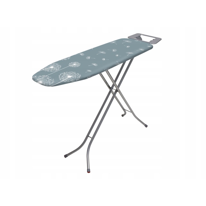Masa de calcat pliabila, 114x34cm, metalica, cu suport pentru fier de calcat, gri/alb