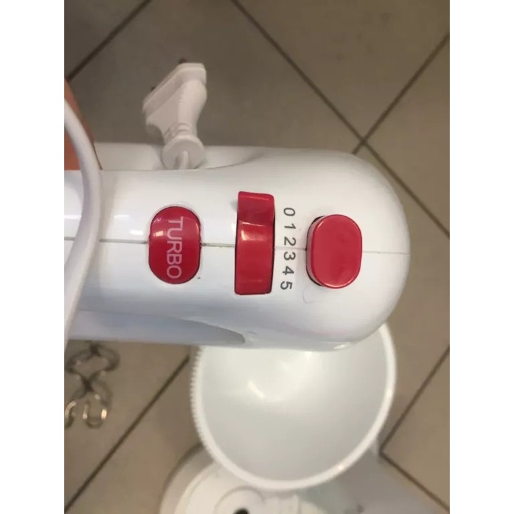 Mikser electric Tiross, 5 viteze, 500W, alb, 20x15x9cm