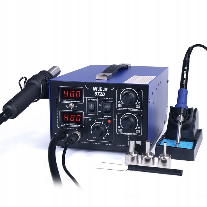 Statie de lipit WEP 872D 2in1 cu hotair si grota, 700W, 100-480°C, set cu 3 duze