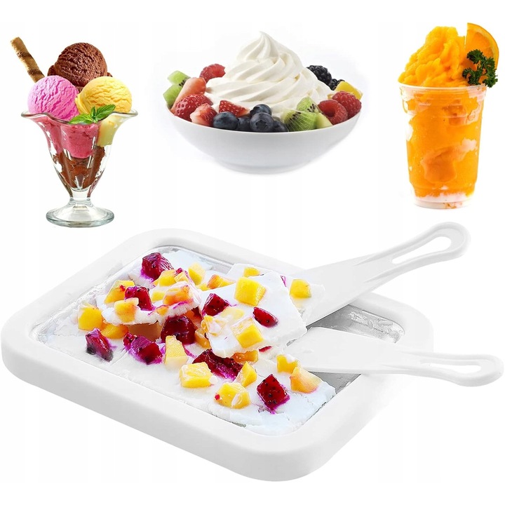 Masina de preparat inghetata, 2 spatule, alba, 22,5x17,5x3,5cm
