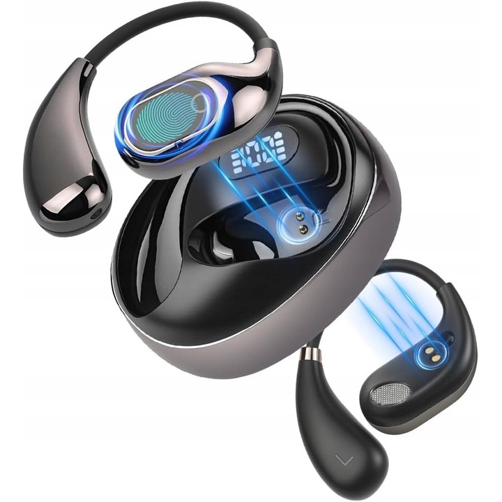 Безжични слушалки с AI превод, 144 езика, Bluetooth 5.4, 5 часа автономност, пълен комплект с калъф за зареждане