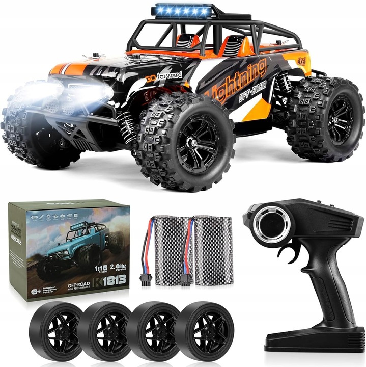 RC Offroad autó 1:18, 4WD, 45 km/h, fekete-zöld, 2 akkumulátor