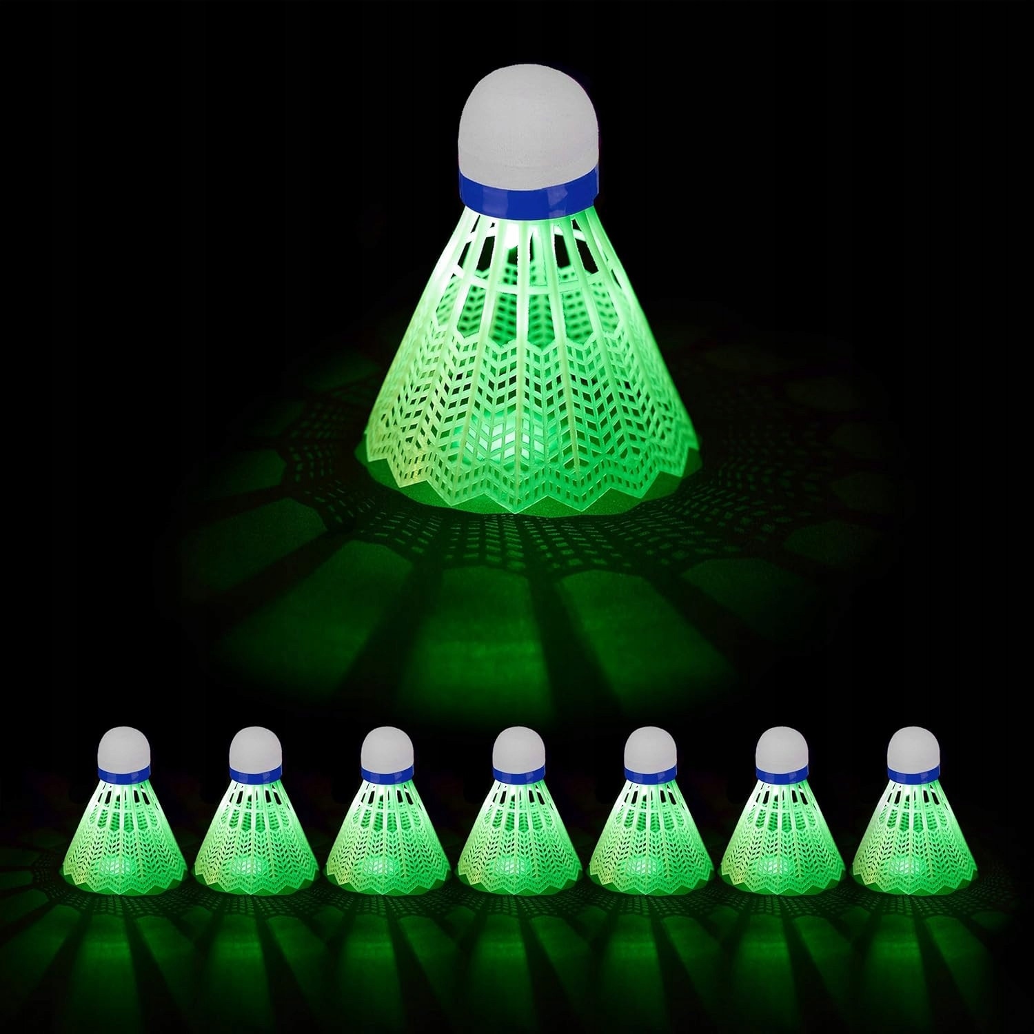 Set 8 mingi badminton LED, iluminare verde, 8,5cm x 6,5cm - eMAG.ro