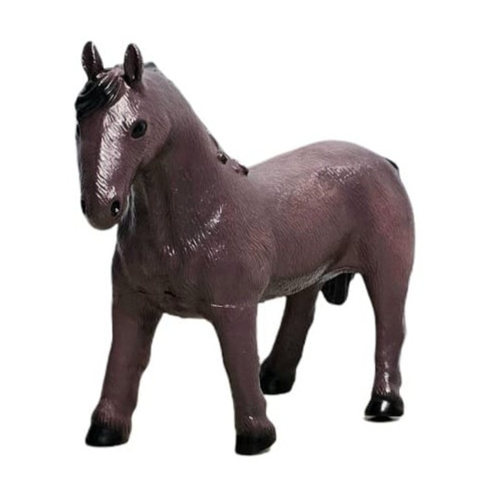 Figurina Cal, realist, maro inchis, 25 cm