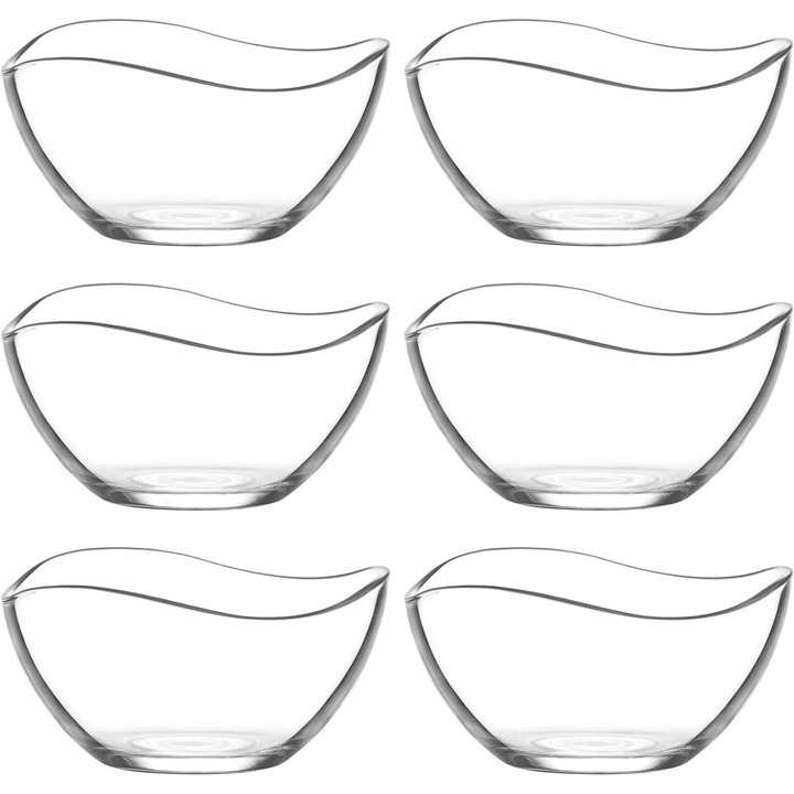 Set 6 boluri din sticla pentru desert, 310 ml, transparent, design clasic