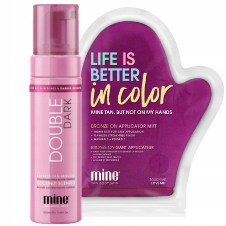 MineTan Double Dark 200ml önbarnító hab szett + kesztyű