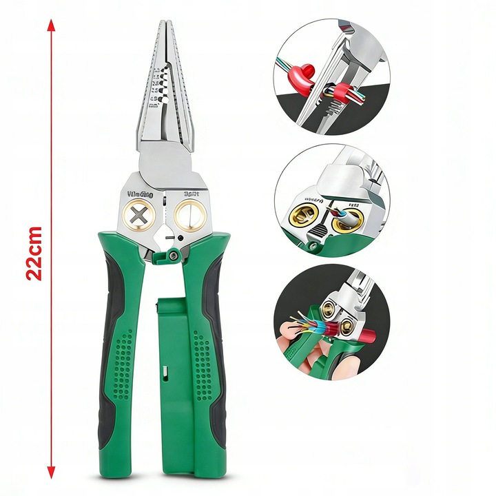 Clesti multifunctionali pentru indepartarea izolatiei 8 in 1, multicolor, 1 bucata