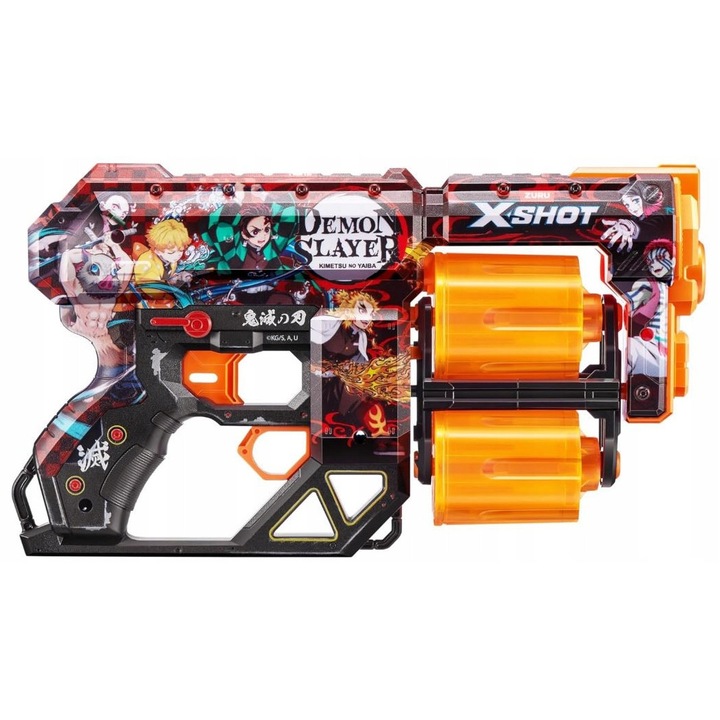 Pistol de jucarie Zuru Xshot Demon Slayer Dread, set cu 12 sageti